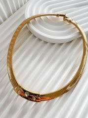 Vintage Givenchy Necklace, Vintage Gold Tone Necklace Gaspipe Necklace, Vintage Choker Necklace, Jewelry for Women, Gold Chain, Gift for her