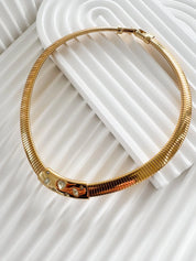 Vintage Givenchy Necklace, Vintage Gold Tone Necklace Gaspipe Necklace, Vintage Choker Necklace, Jewelry for Women, Gold Chain, Gift for her