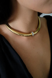 Vintage Givenchy Necklace, Vintage Gold Tone Necklace Gaspipe Necklace, Vintage Choker Necklace, Jewelry for Women, Gold Chain, Gift for her