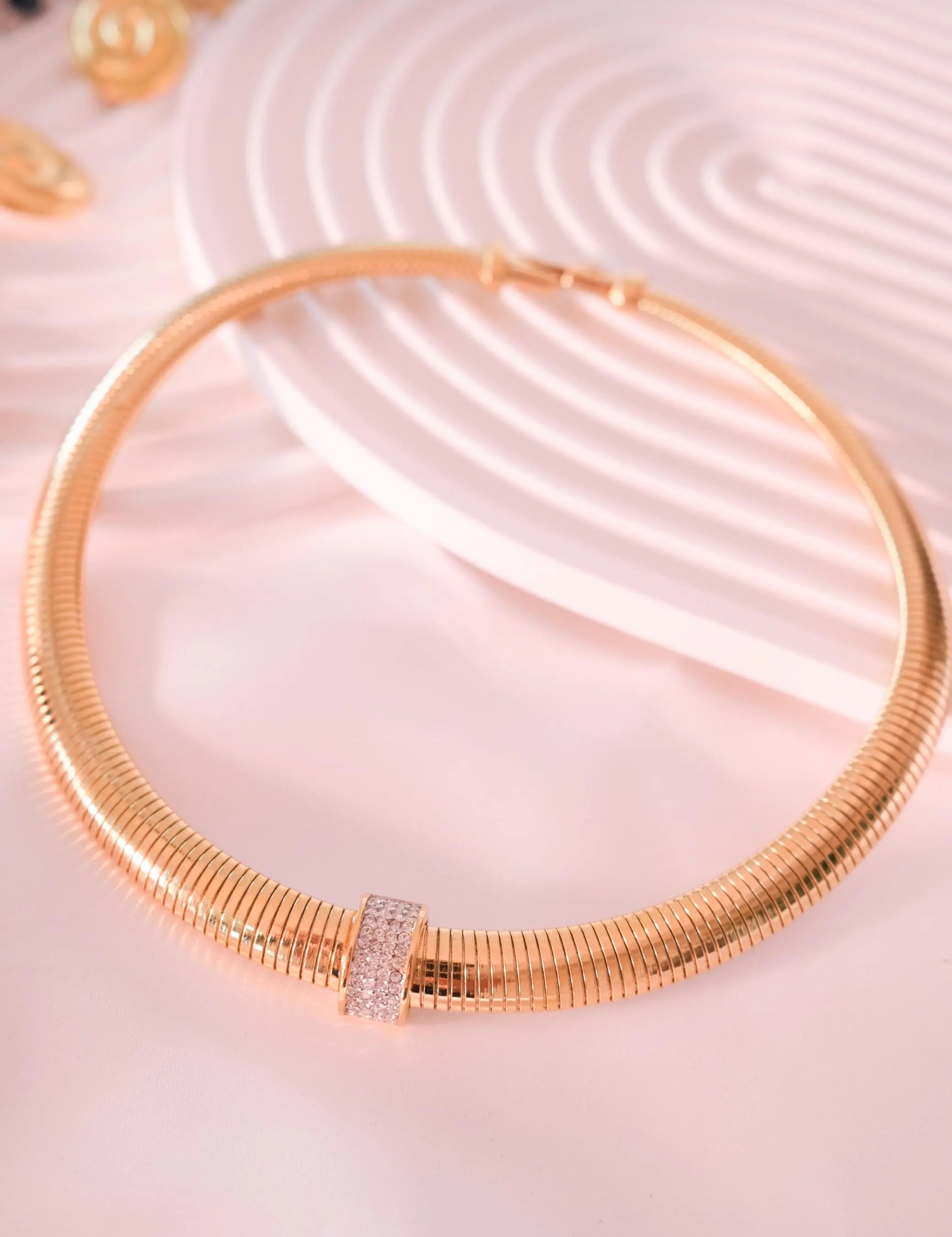 Vintage Givenchy Necklace, Vintage Gold Tone Necklace Gaspipe Necklace, Vintage Choker Necklace, Jewelry for Women, Gold Chain, Gift for her