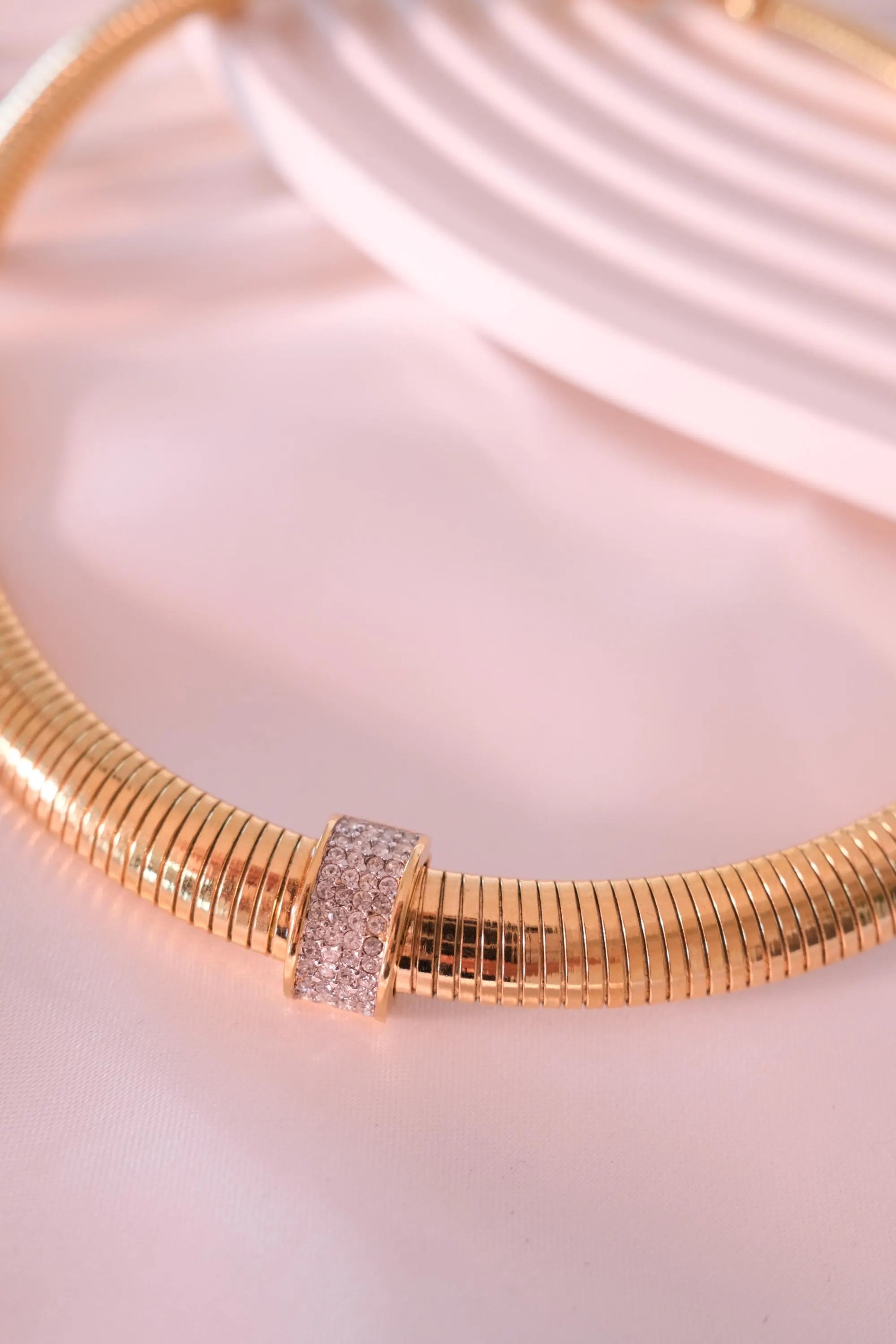 Vintage Givenchy Necklace, Vintage Gold Tone Necklace Gaspipe Necklace, Vintage Choker Necklace, Jewelry for Women, Gold Chain, Gift for her