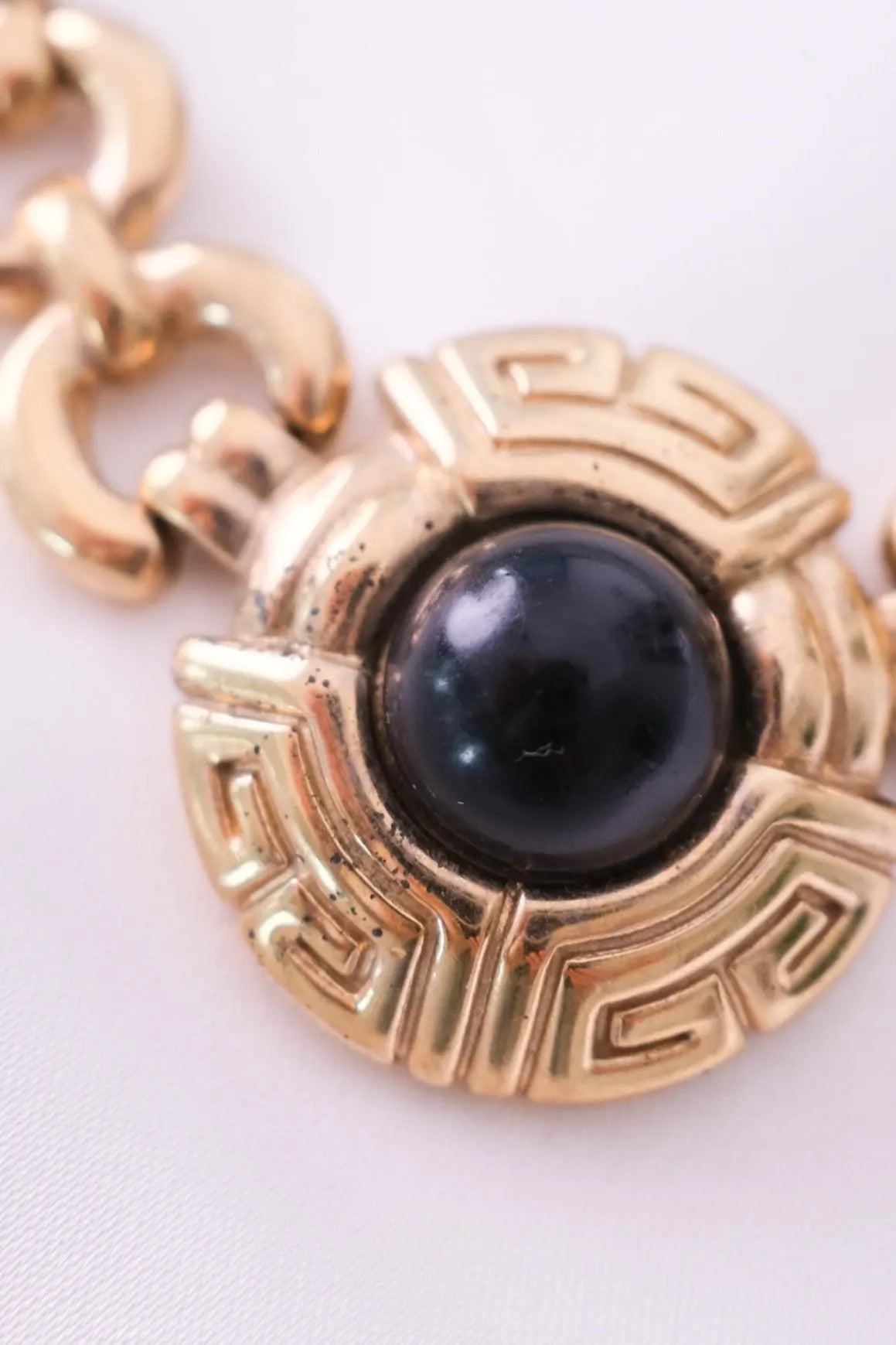 Vintage Givenchy Choker Necklace Toggle: Gold-Tone Medallion, Black Cabochon, Gold Toggle Necklace, Jewelry for holiday, Vintage High Fashion Jewelry Lover, Costume Jewelry, Luxurious High End Design