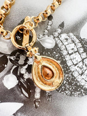 Vintage Givenchy Necklace Choker Toggle Clasp Teardrop Crystal Pendant Pink