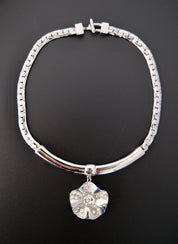 Vintage Givenchy silver-tone choker necklace with crystal flower statement centerpiece