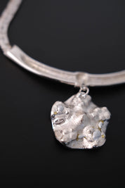 Vintage Givenchy silver-tone choker necklace with crystal flower statement centerpiece