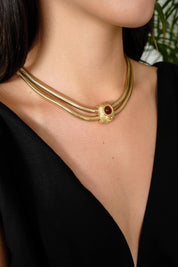 Vintage Givenchy Necklace, Vintage Gold snake cabochon Necklace Gaspipe Necklace, Vintage Choker Necklace, Jewelry for Women, Gift for her