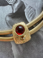 Vintage Givenchy Necklace, Vintage Gold snake cabochon Necklace Gaspipe Necklace, Vintage Choker Necklace, Jewelry for Women, Gift for her