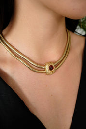 Vintage Givenchy Necklace, Vintage Gold snake cabochon Necklace Gaspipe Necklace, Vintage Choker Necklace, Jewelry for Women, Gift for her