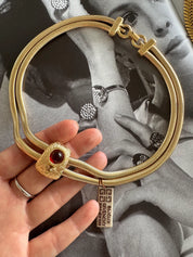 Vintage Givenchy Necklace, Vintage Gold snake cabochon Necklace Gaspipe Necklace, Vintage Choker Necklace, Jewelry for Women, Gift for her
