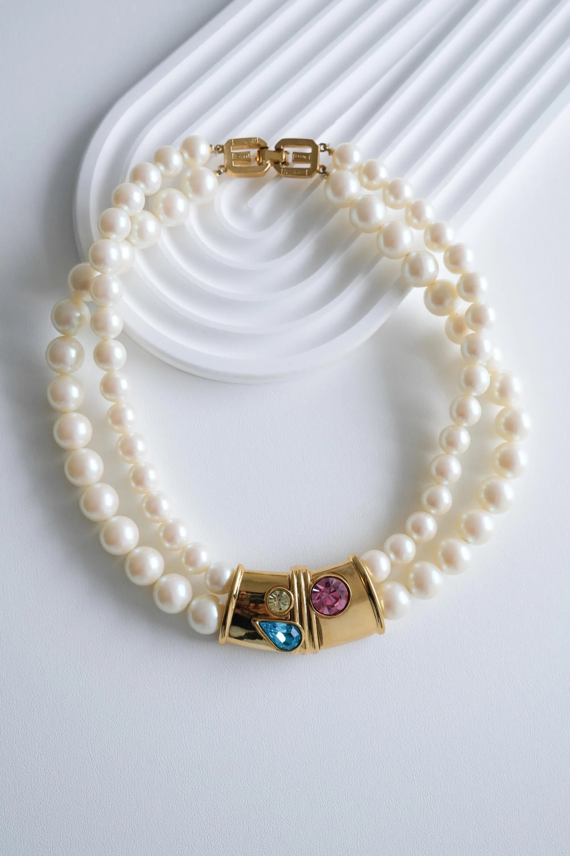 Vintage Givenchy double strand pearl choker elegant classic luxury jewelry