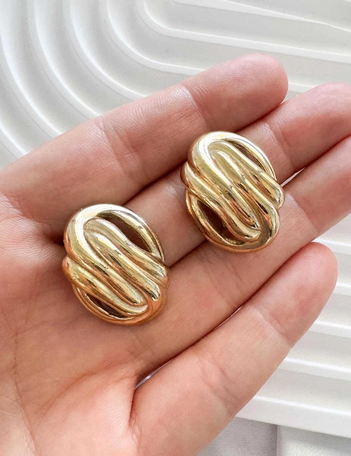 Vintage Givenchy large  Earrings, Gold Tone Earrings, Clip on Earrings, Knot  earrings , Gift for her, Vintage Earrings, Jewelry Earrings