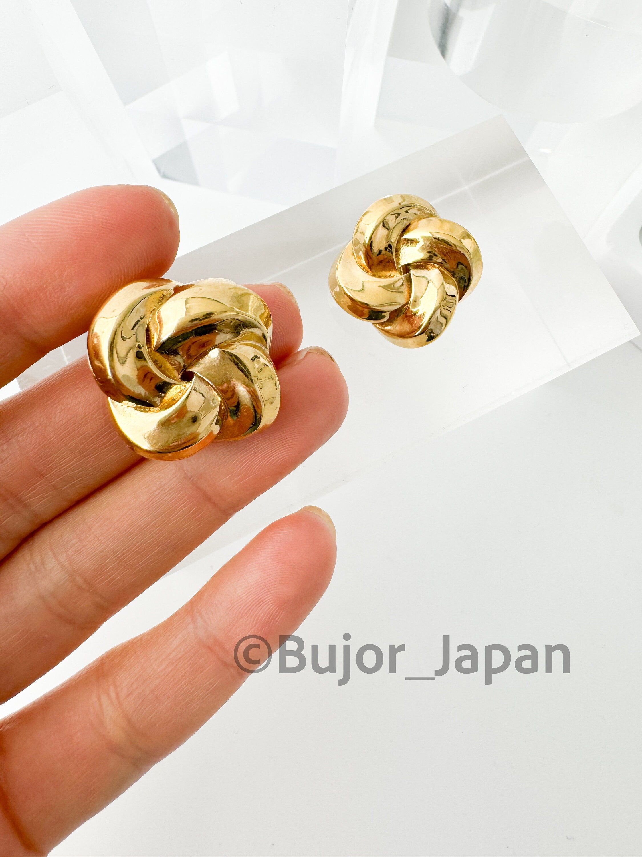 Vintage Givenchy Earrings Knot Gold Tone Clip on Twisted Design