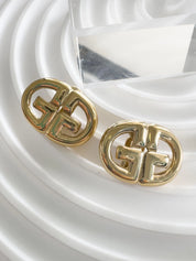 Vintage Givenchy GG Logo Earrings, Gold Tone Clip-On, 1980s Designer Jewelry, vintage Earrings, Jewelry for Women, Personalized Gifts