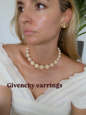 Vintage Givenchy GG Logo Earrings, Gold Tone Clip-On, 1980s Designer Jewelry, vintage Earrings, Jewelry for Women, Personalized Gifts