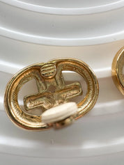 Vintage Givenchy GG Logo Earrings, Gold Tone Clip-On, 1980s Designer Jewelry, vintage Earrings, Jewelry for Women, Personalized Gifts