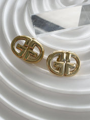 Vintage Givenchy GG Logo Earrings, Gold Tone Clip-On, 1980s Designer Jewelry, vintage Earrings, Jewelry for Women, Personalized Gifts