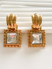 Elegant vintage Givenchy gold crystal dangle earrings refined timeless luxury jewelry