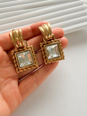 Vintage Givenchy gold crystal dangle earrings elegant designer jewelry