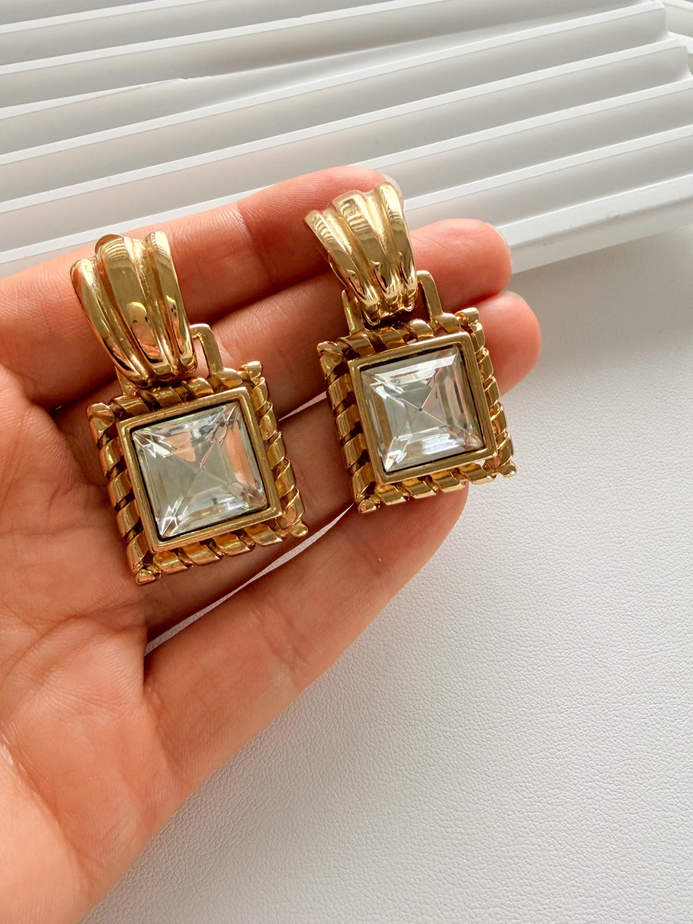 Vintage Givenchy gold crystal dangle earrings elegant designer jewelry