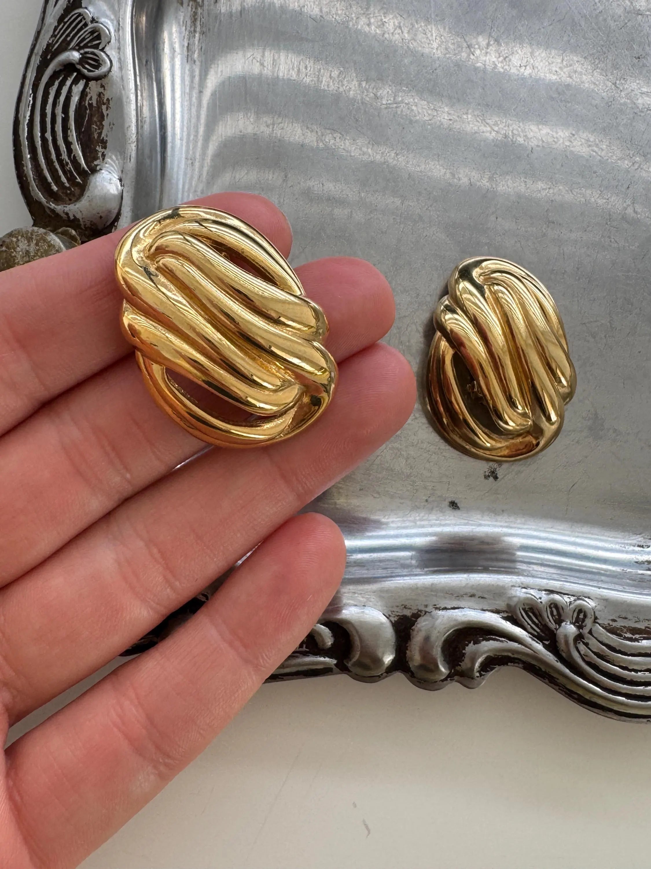 Givenchy gold knot earrings size view elegant everyday luxury accessory