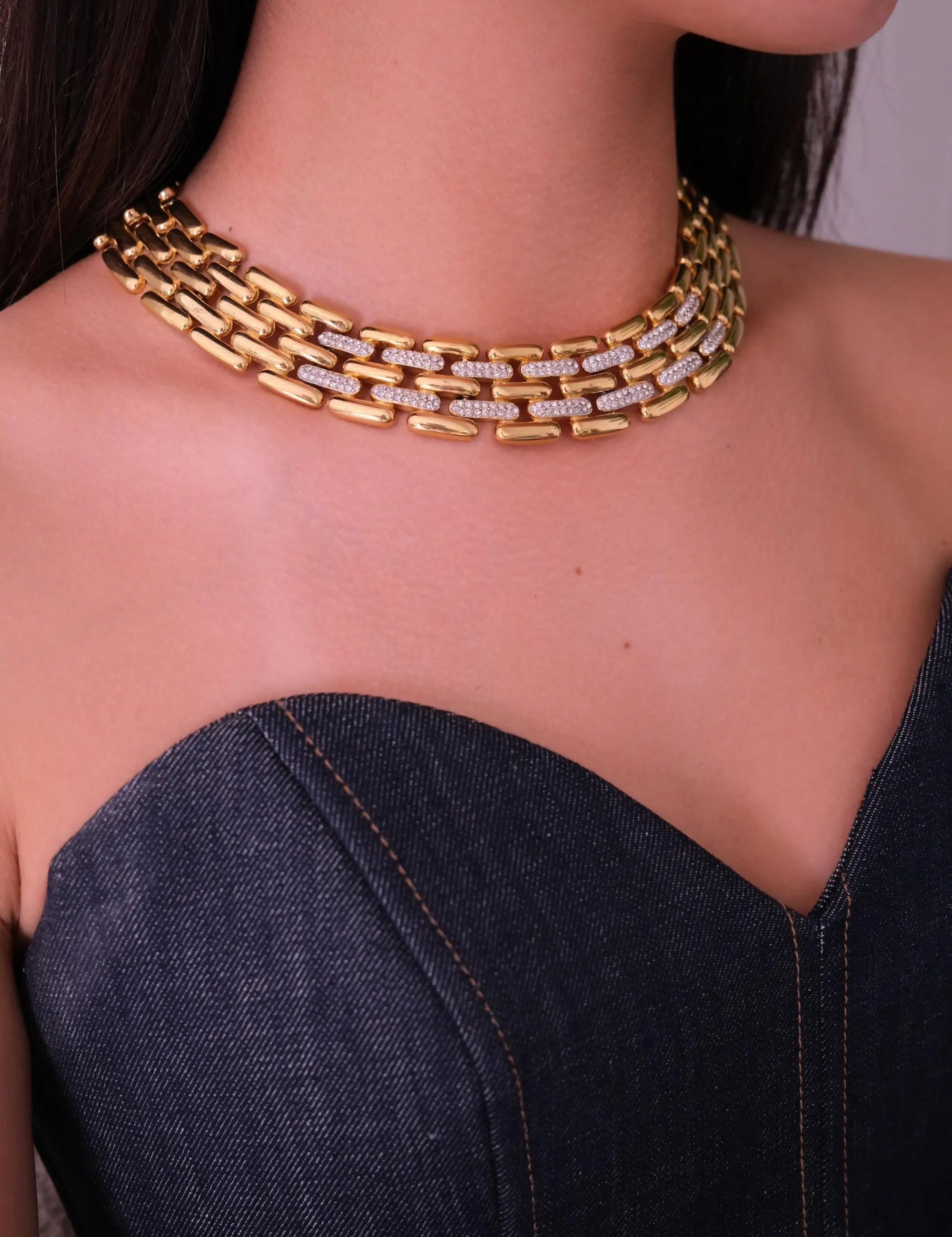 Vintage Givenchy Gold-Plated Choker Necklace: Articulated Link Bridal Jewelry, Jewelry for Women, Jewelry necklace, Chain Necklace Gold, necklace for women, Anniversary Gift, Jewelry for dress