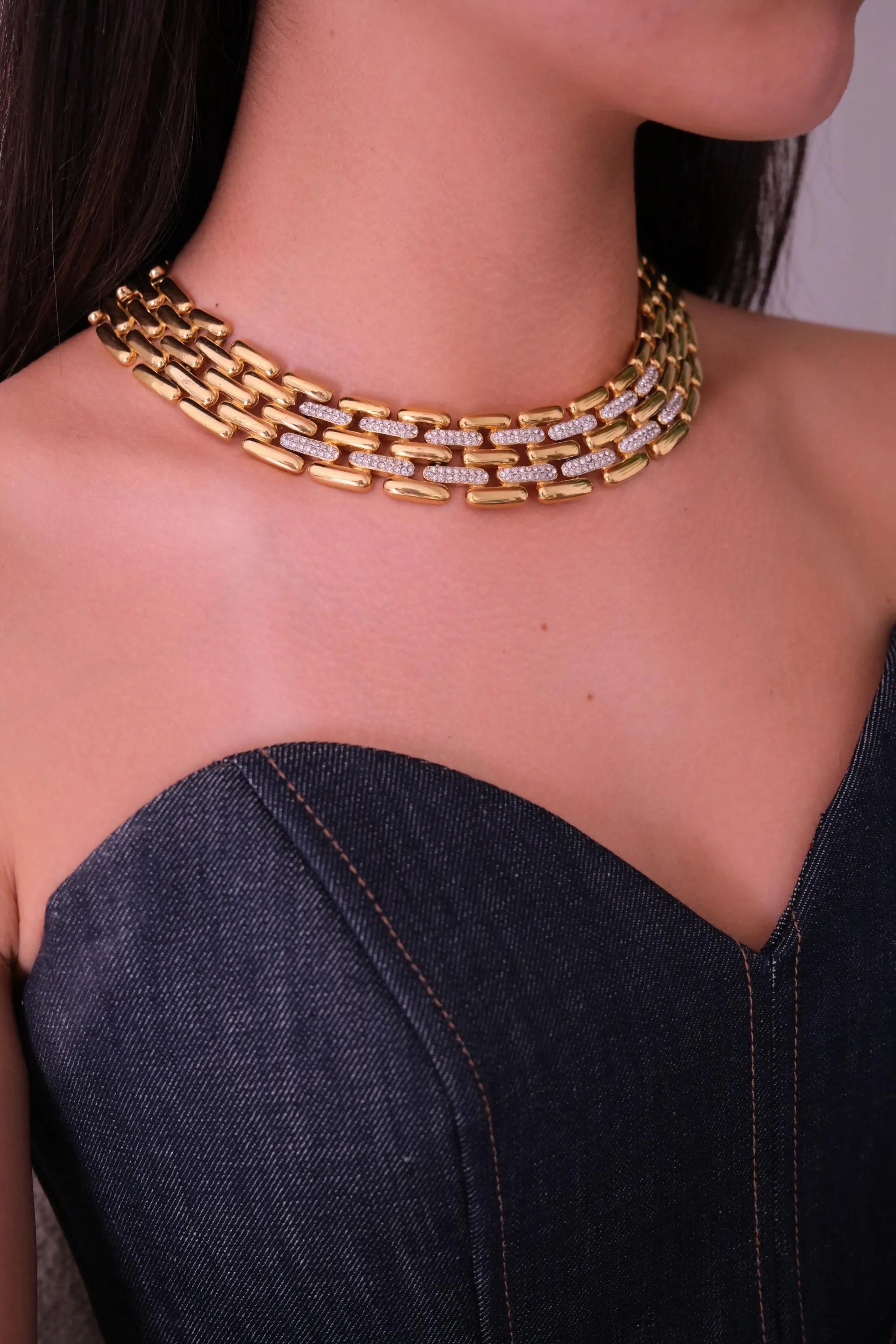 Vintage Givenchy Gold-Plated Choker Necklace: Articulated Link Bridal Jewelry, Jewelry for Women, Jewelry necklace, Chain Necklace Gold, necklace for women, Anniversary Gift, Jewelry for dress