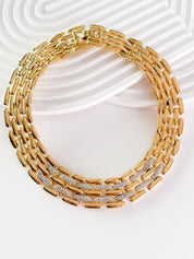 Vintage Givenchy Gold-Plated Choker Necklace: Articulated Link Bridal Jewelry, Jewelry for Women, Jewelry necklace, Chain Necklace Gold, necklace for women, Anniversary Gift, Jewelry for dress