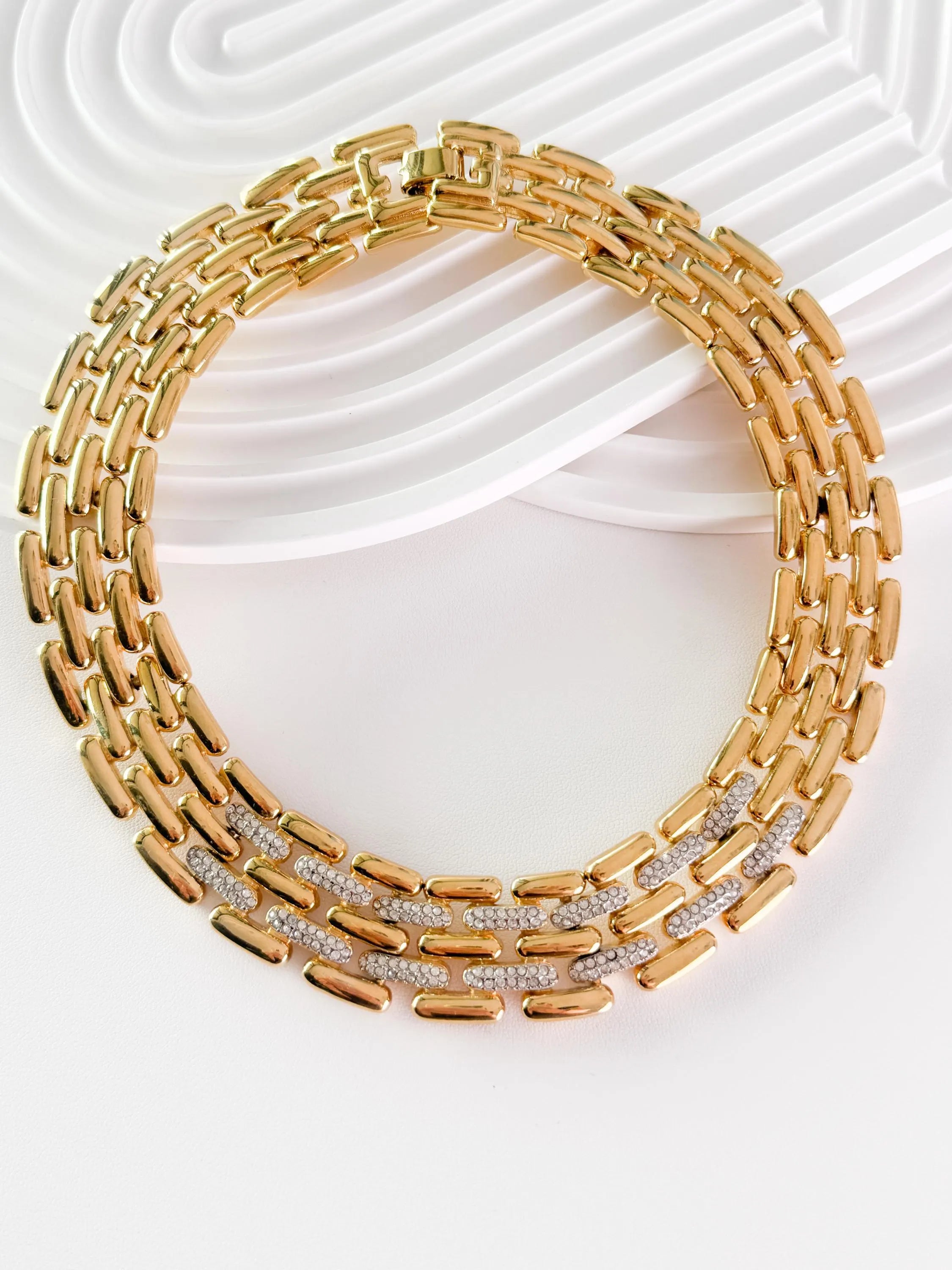 Vintage Givenchy Gold-Plated Choker Necklace: Articulated Link Bridal Jewelry, Jewelry for Women, Jewelry necklace, Chain Necklace Gold, necklace for women, Anniversary Gift, Jewelry for dress