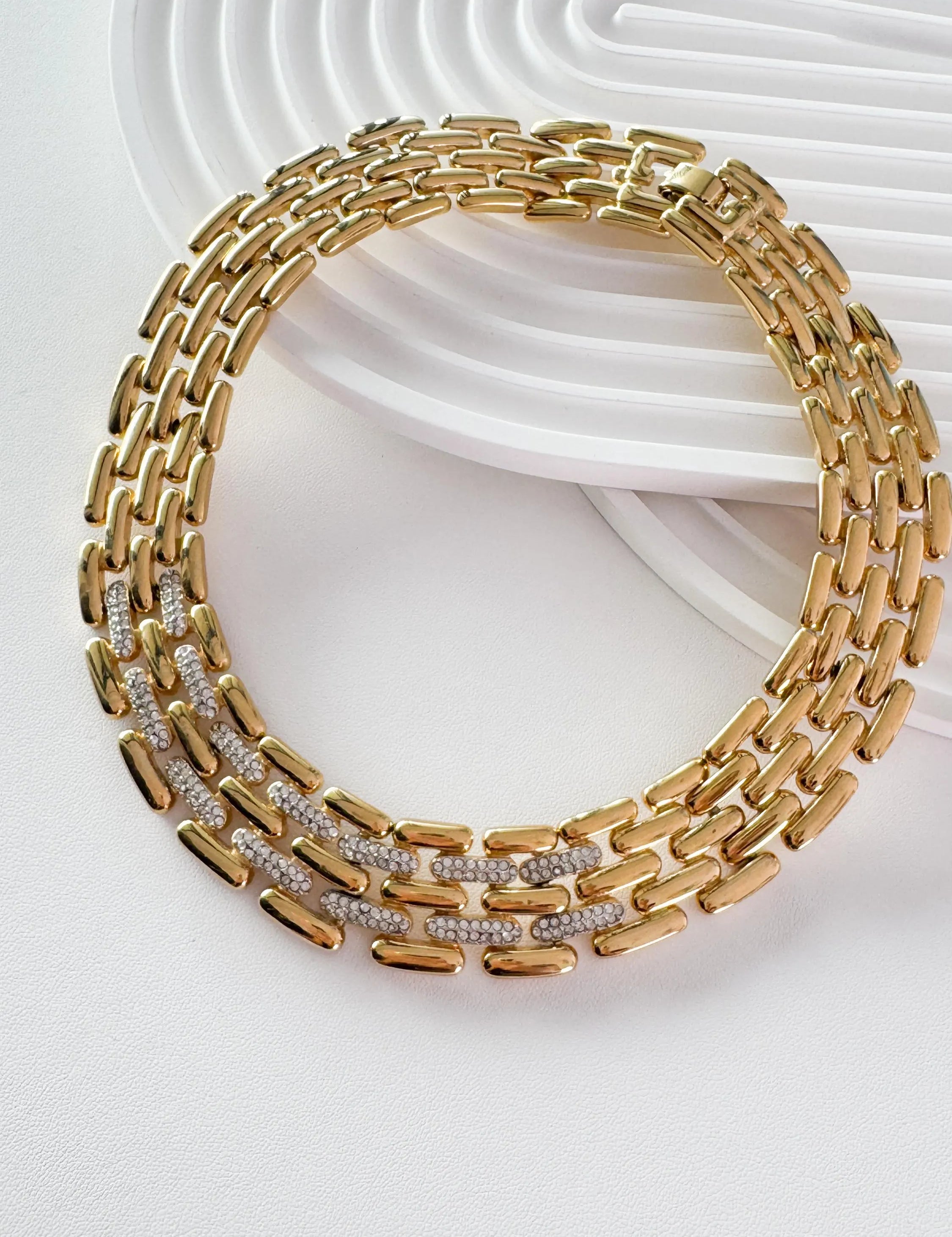 Vintage Givenchy Gold-Plated Choker Necklace: Articulated Link Bridal Jewelry, Jewelry for Women, Jewelry necklace, Chain Necklace Gold, necklace for women, Anniversary Gift, Jewelry for dress