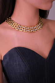 Vintage Givenchy Gold-Plated Choker Necklace: Articulated Link Bridal Jewelry, Jewelry for Women, Jewelry necklace, Chain Necklace Gold, necklace for women, Anniversary Gift, Jewelry for dress