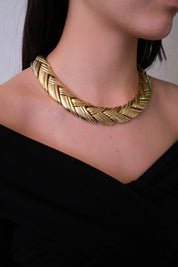 Vintage Givenchy gold chunky choker necklace, 1980s designer high end jewelry, statement bridal necklace, gift for her