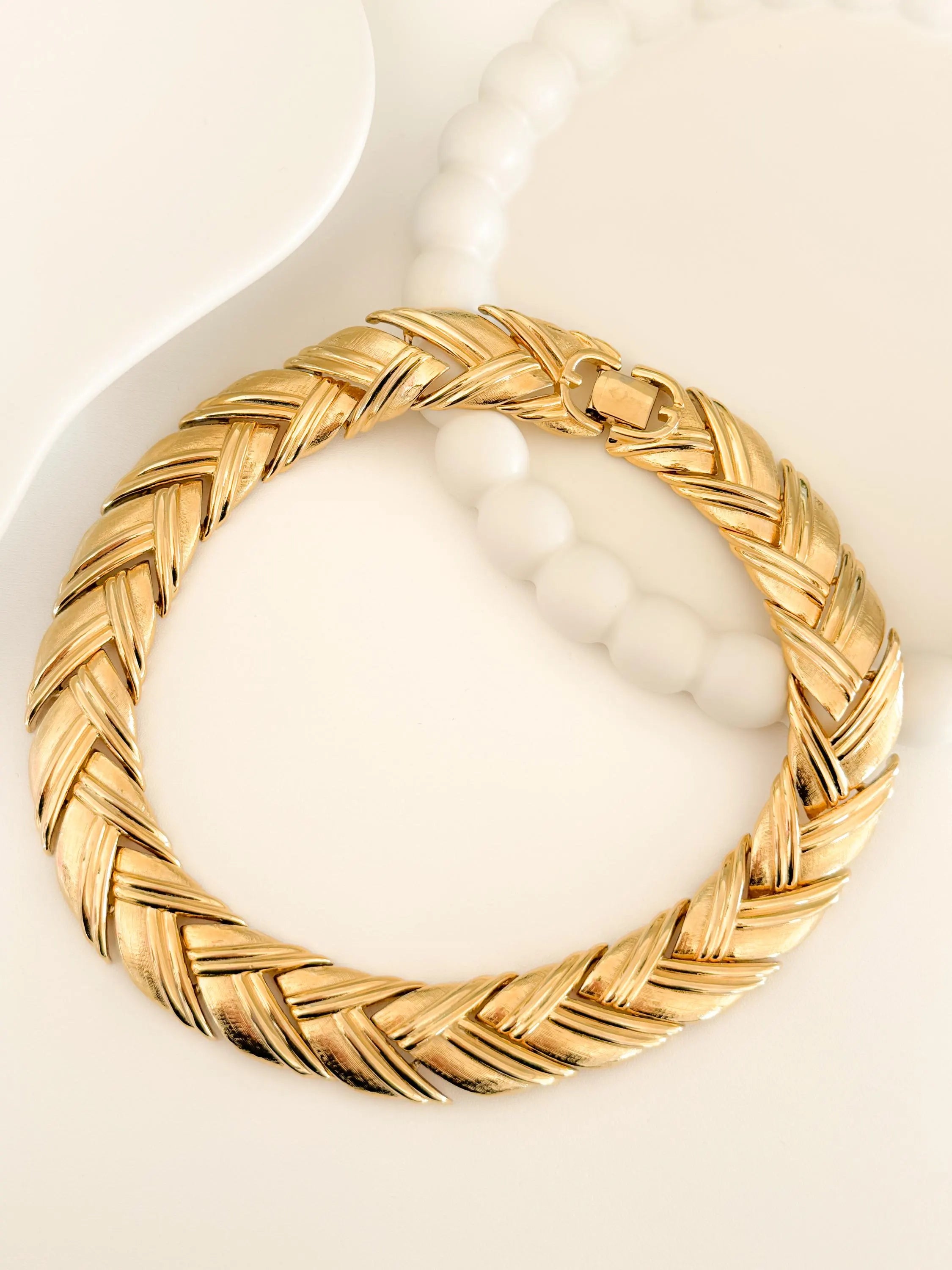 Vintage Givenchy gold chunky choker necklace, 1980s designer high end jewelry, statement bridal necklace, gift for her