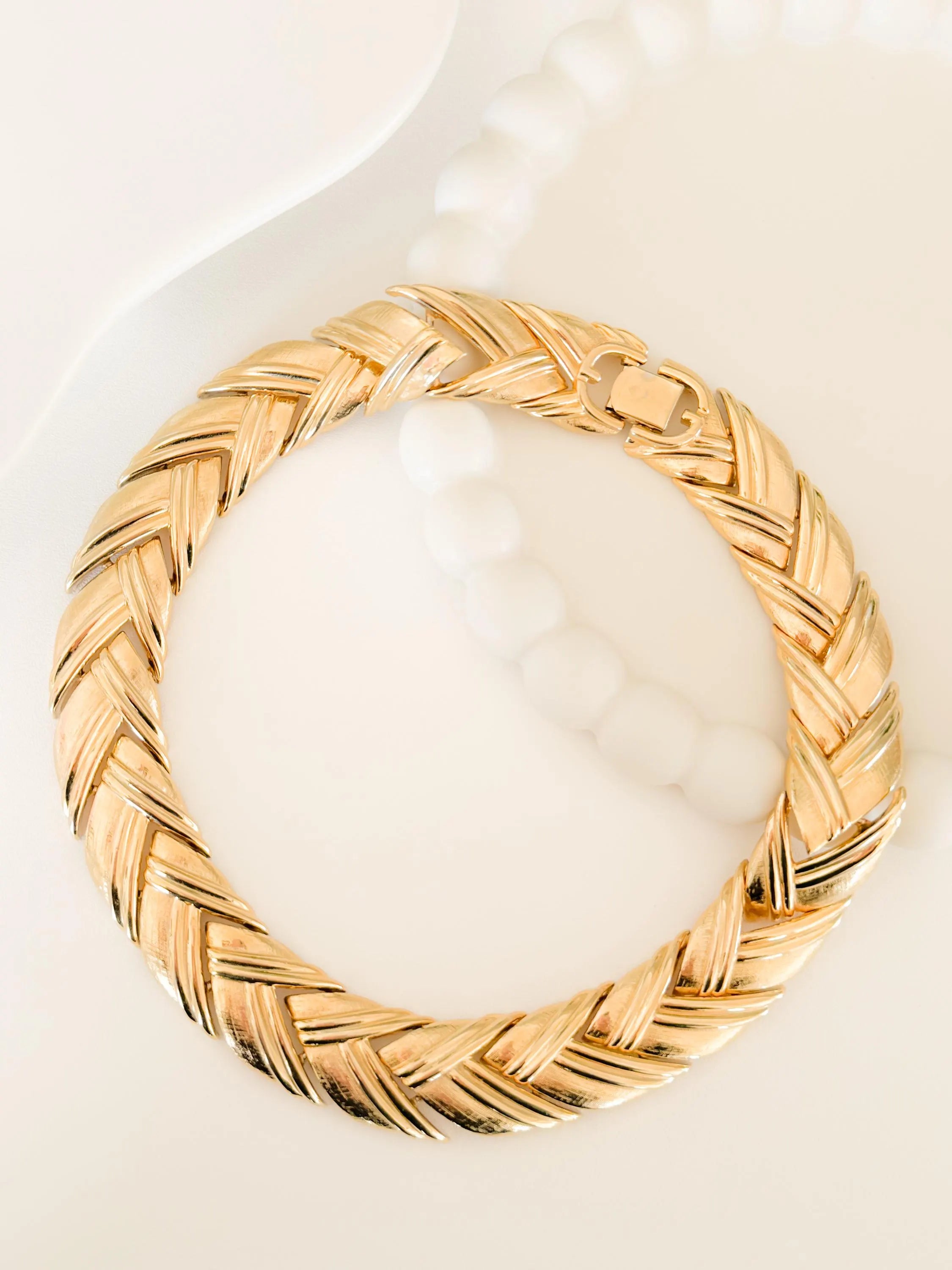 Vintage Givenchy gold chunky choker necklace, 1980s designer high end jewelry, statement bridal necklace, gift for her