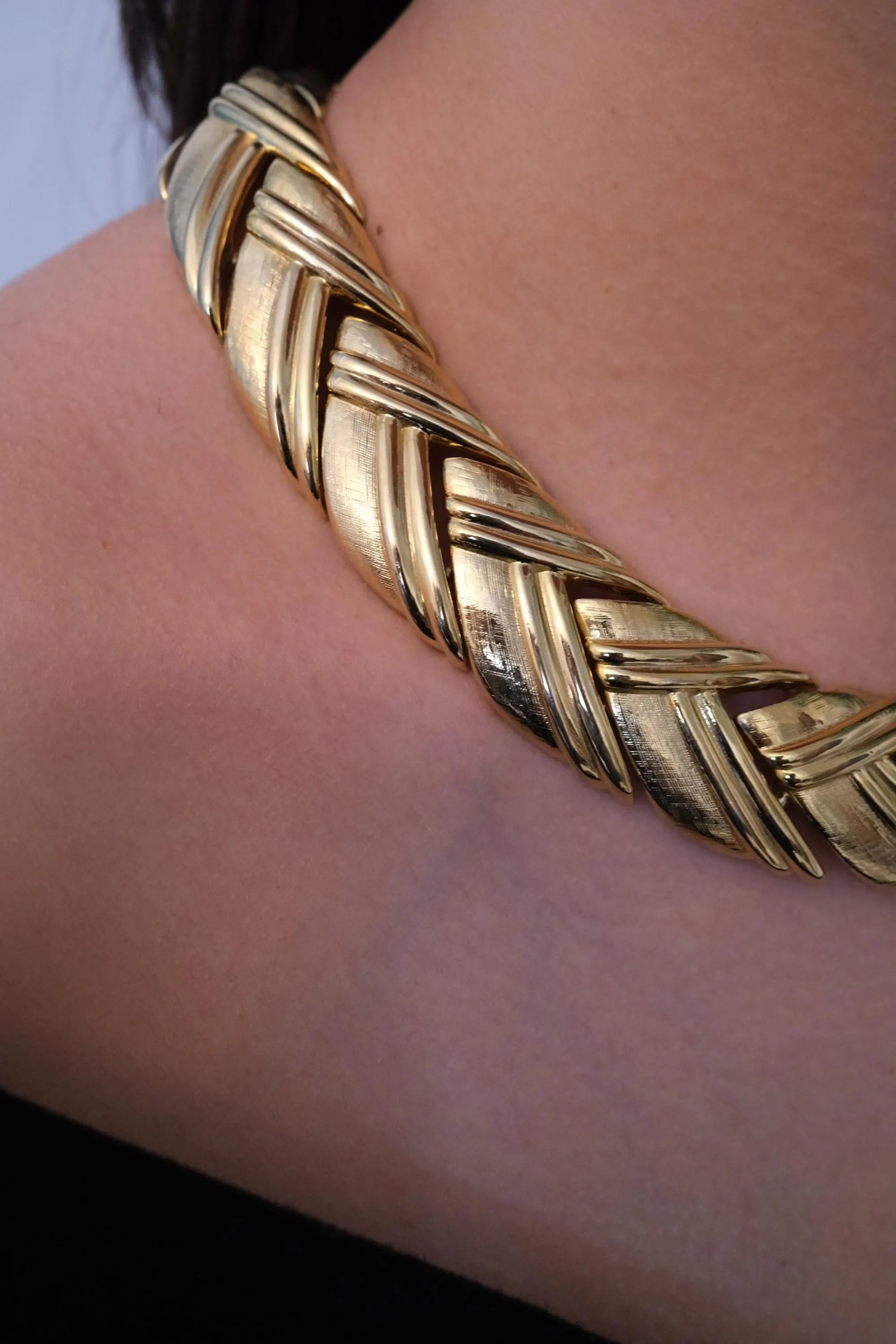 Vintage Givenchy gold chunky choker necklace, 1980s designer high end jewelry, statement bridal necklace, gift for her