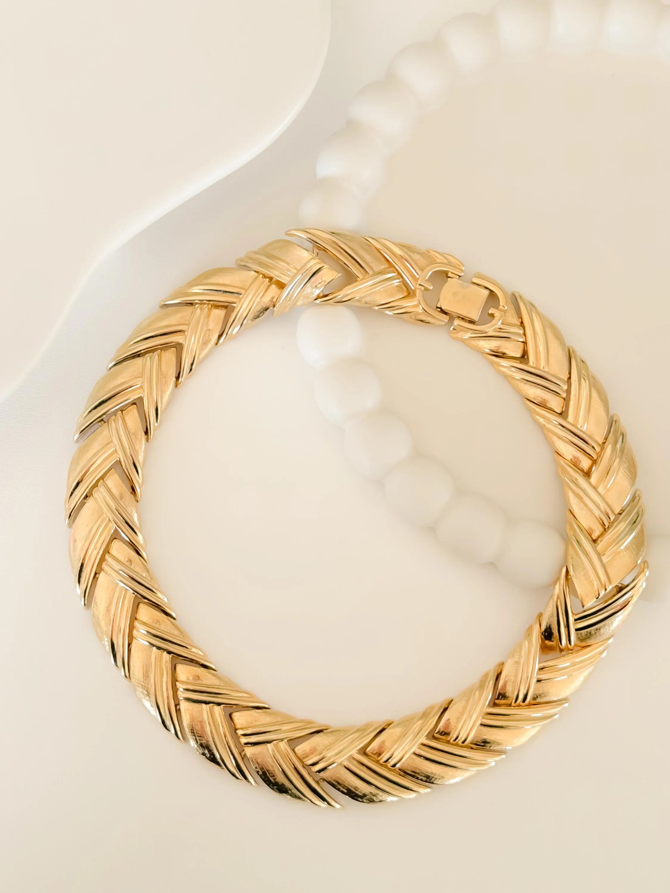 Vintage Givenchy gold chunky choker necklace, 1980s designer high end jewelry, statement bridal necklace, gift for her