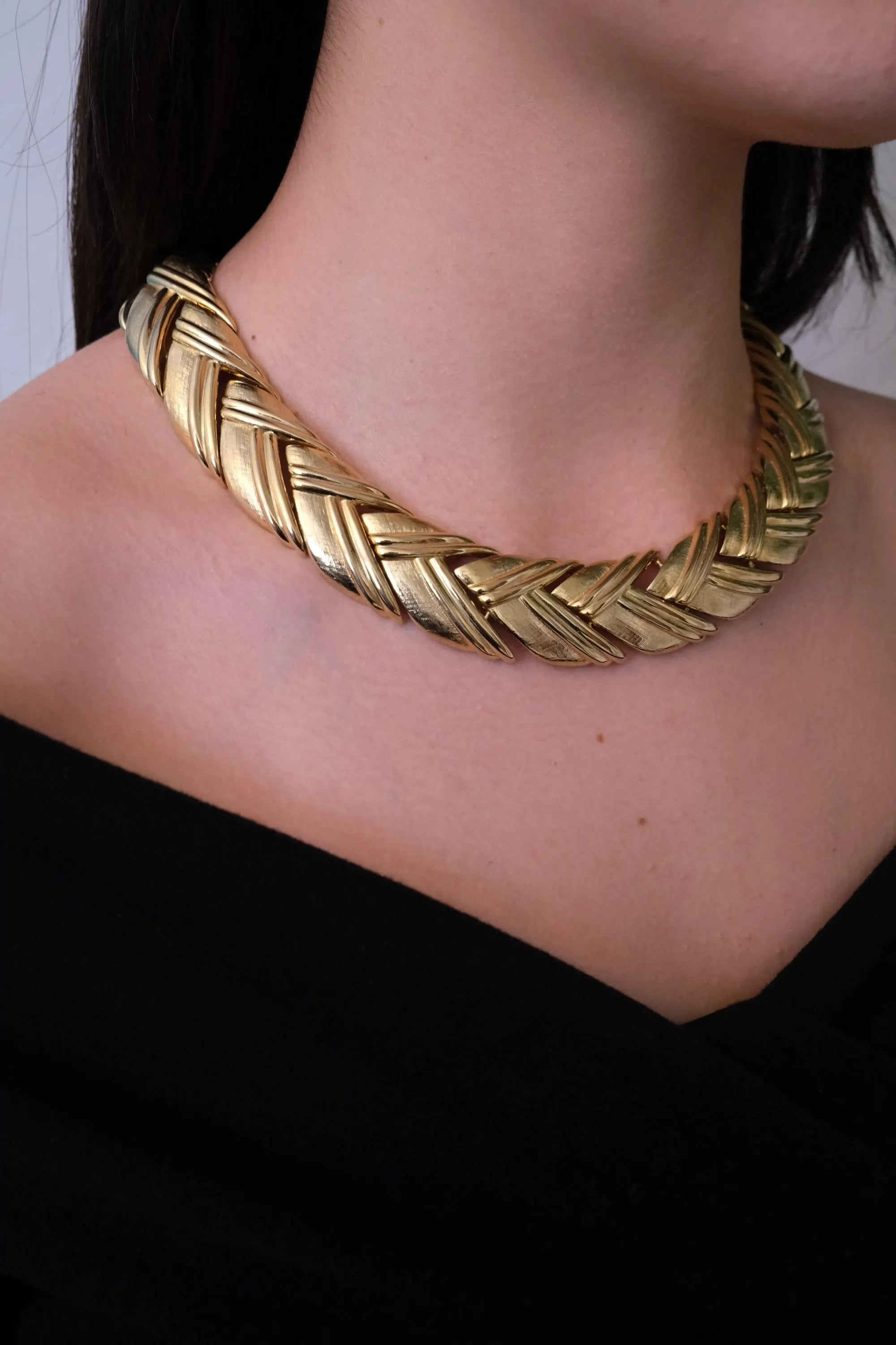 Vintage Givenchy gold chunky choker necklace, 1980s designer high end jewelry, statement bridal necklace, gift for her