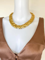 Vintage Givenchy gold chunky choker necklace, 1980s designer high end jewelry, statement bridal necklace, gift for her