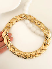 Vintage Givenchy gold chunky choker necklace, 1980s designer high end jewelry, statement bridal necklace, gift for her