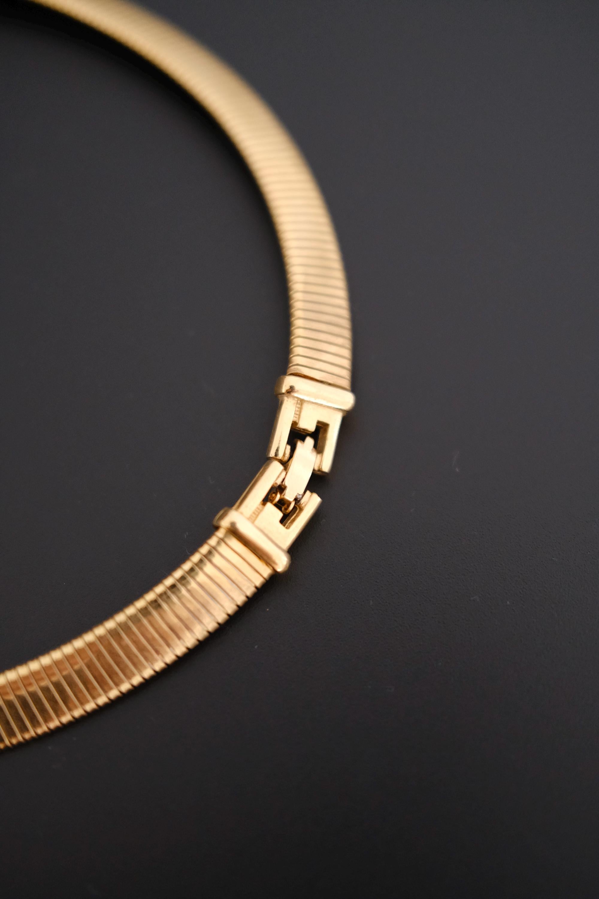 Vintage Givenchy gold-tone choker necklace with crystal-set geometric links 