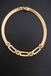 Vintage Givenchy gold-tone choker necklace with crystal-set geometric links 