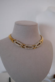 Vintage Givenchy gold-tone choker necklace with crystal-set geometric links 