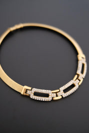 Vintage Givenchy gold-tone choker necklace with crystal-set geometric links 