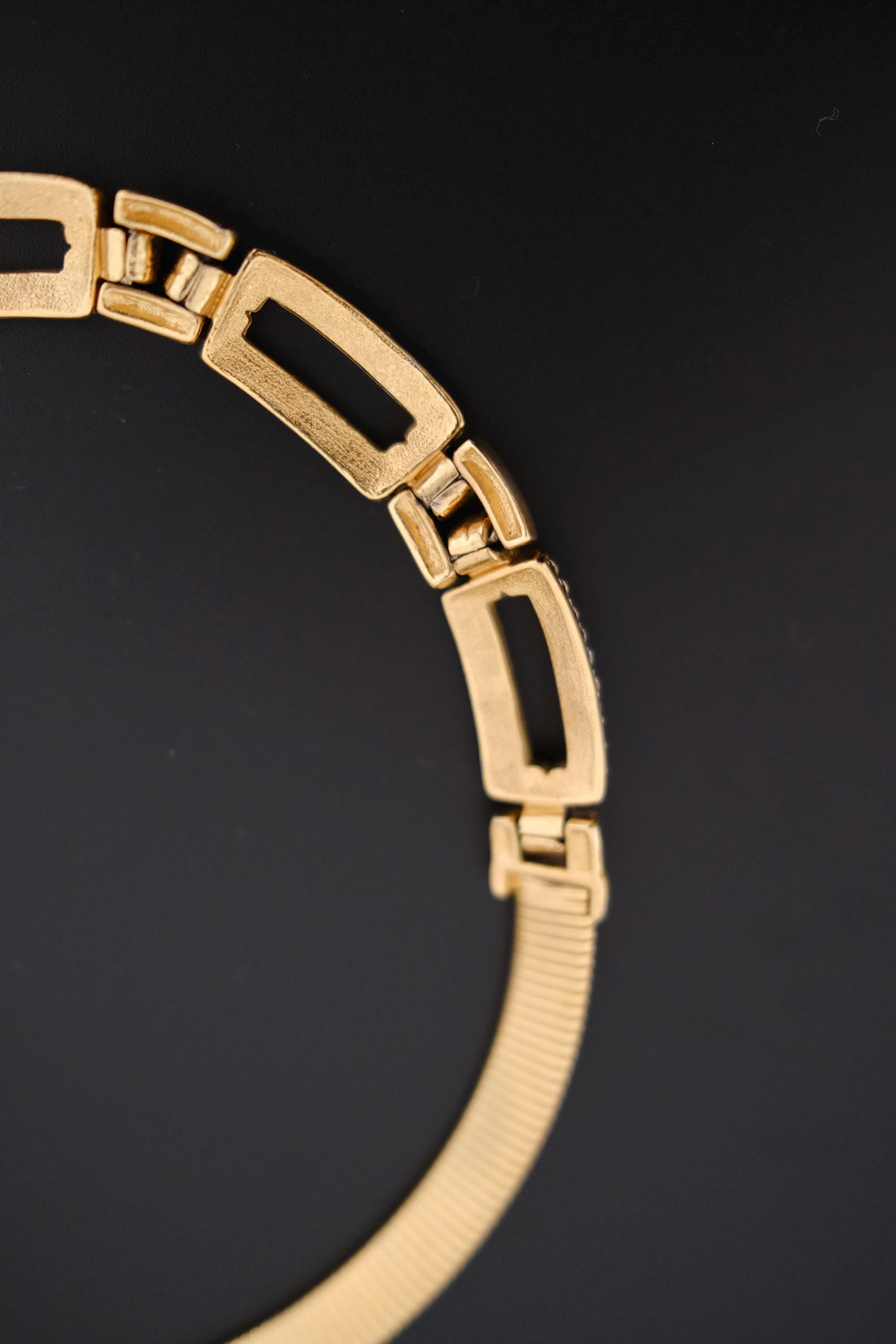 Vintage Givenchy gold-tone choker necklace with crystal-set geometric links 