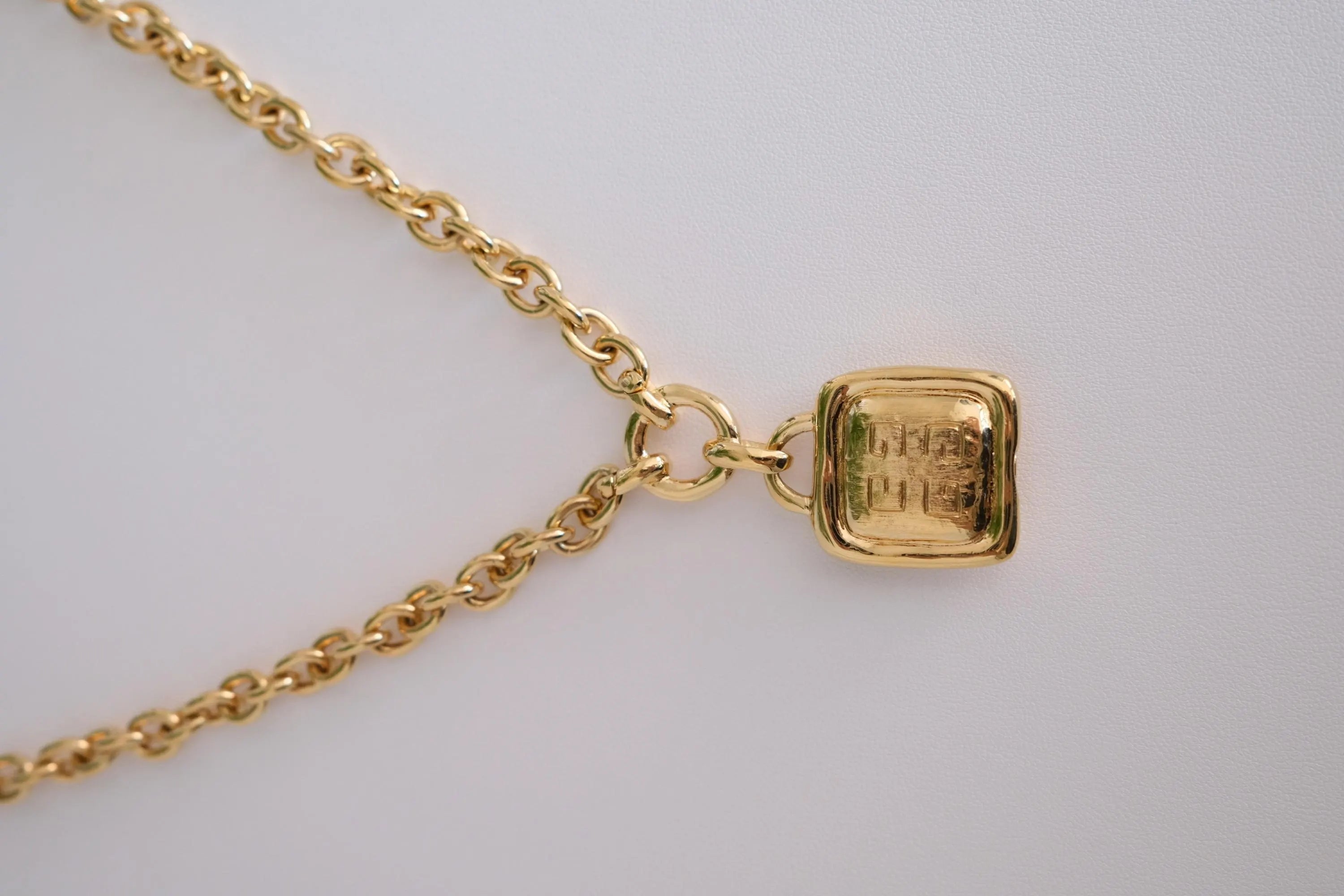 Vintage Givenchy Gold Logo Pendant Necklace Long Rolo Chain, Gift for her, Women Jewelry, Vintage Jewelry, Necklace Large