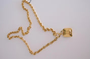 Vintage Givenchy Gold Logo Pendant Necklace Long Rolo Chain, Gift for her, Women Jewelry, Vintage Jewelry, Necklace Large