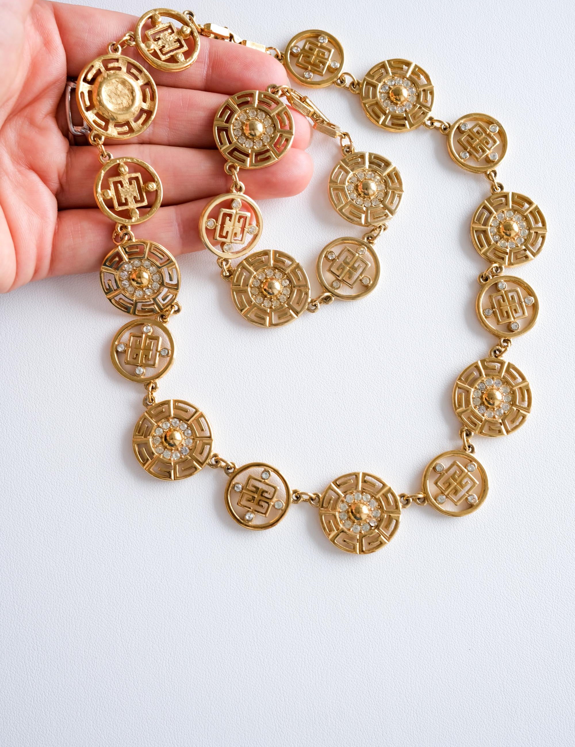 Vintage Givenchy Logo Gold Necklace Bracelet Set Elegant Classic