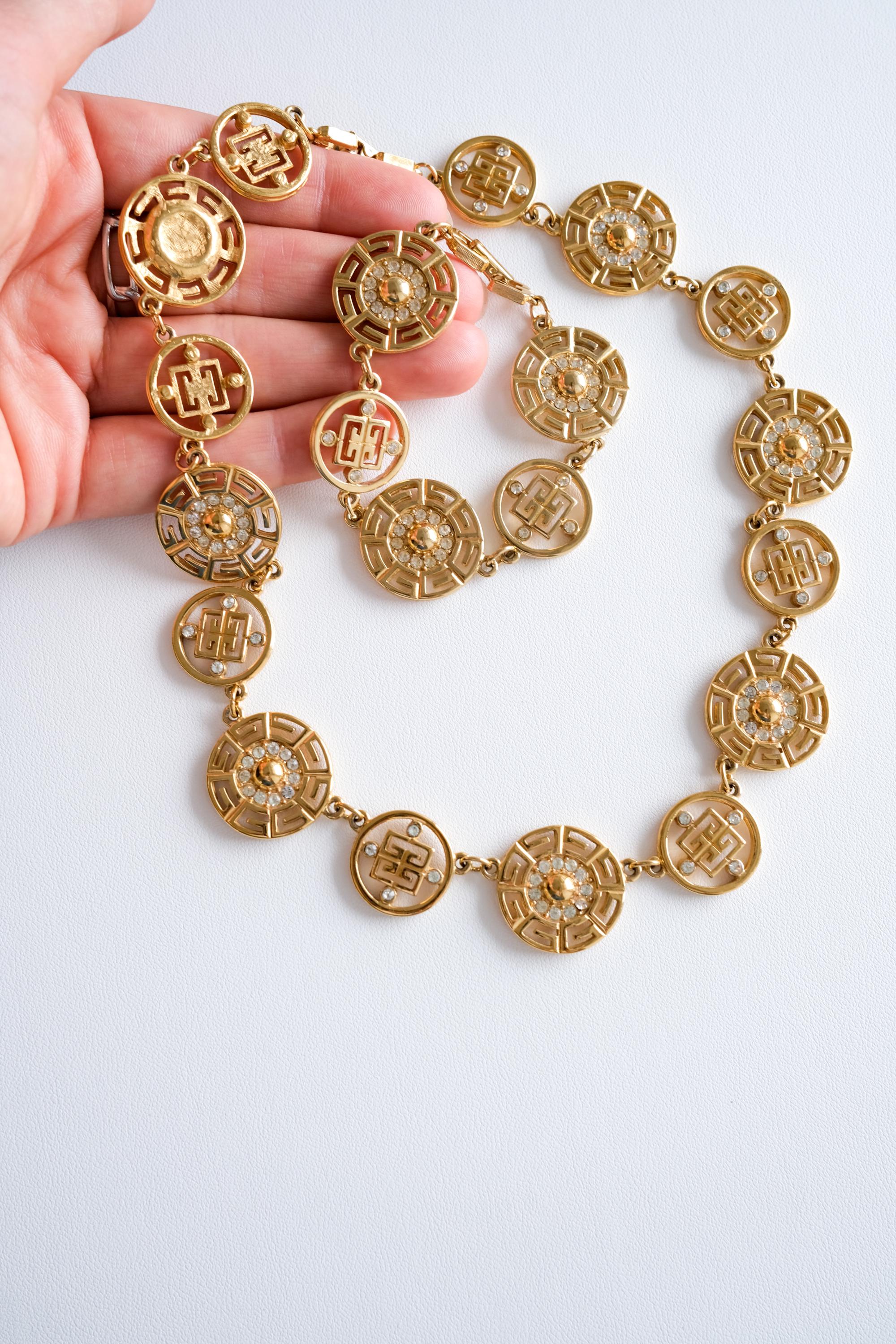 Vintage Givenchy Logo Gold Necklace Bracelet Set Elegant Classic