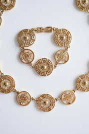 Vintage Givenchy Logo Gold Necklace Bracelet Set Elegant Classic