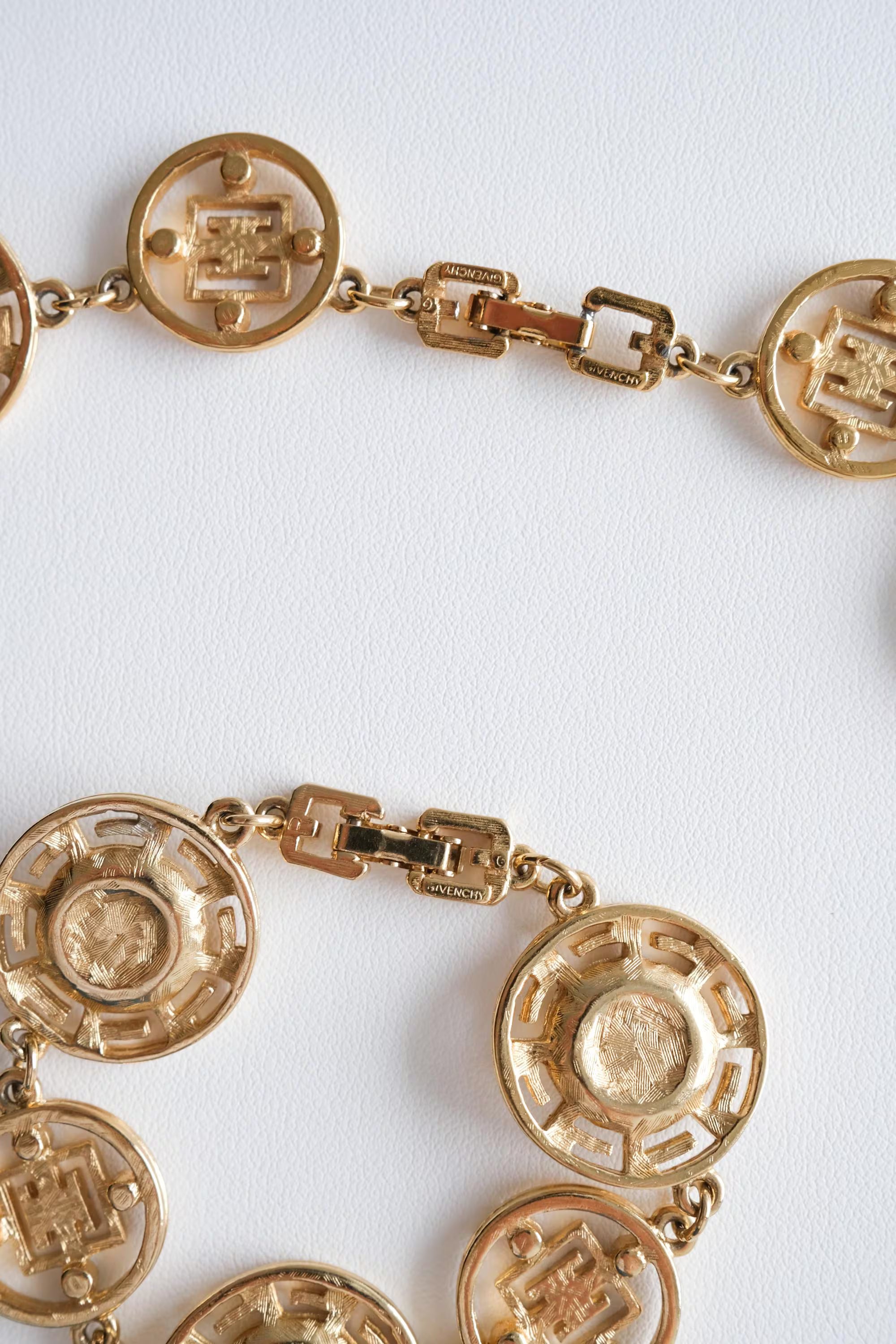 Vintage Givenchy Logo Gold Necklace Bracelet Set Elegant Classic Luxury accessory for refined women
