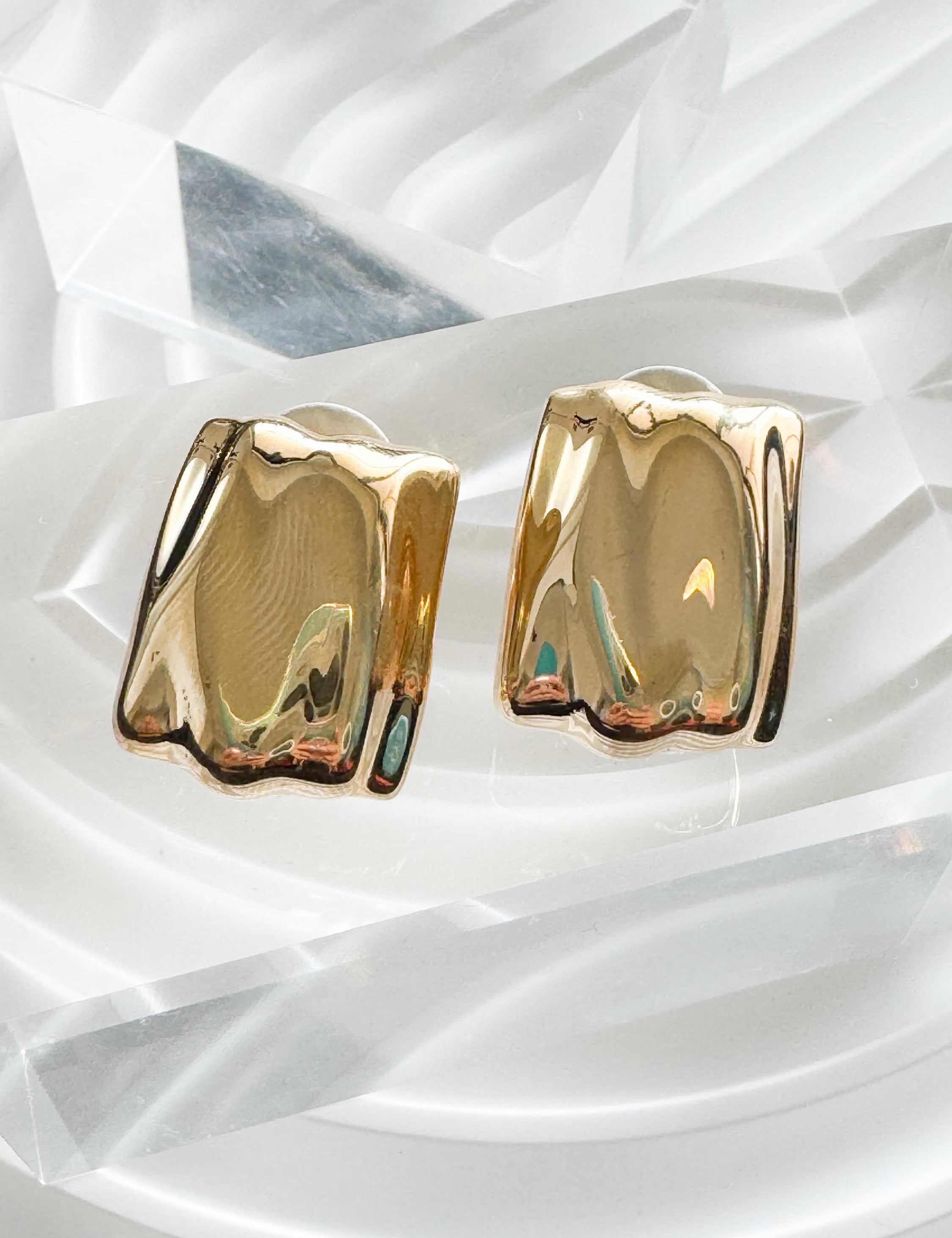 Vintage Givenchy Gold-Plated Clip-On Earrings Hammered texture 1980s Designer Jewelry, Bridal Jewelry, Vintage Earrings, Statement Earrings